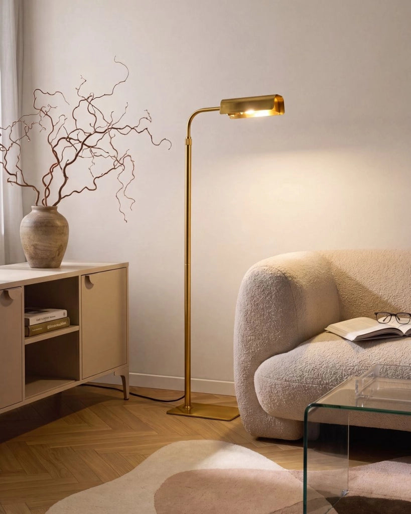 Lampada da terra con base in acciaio oro regolazione dell'altezza, stile moderno, interruttore on/off, stile glamour