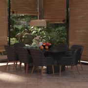 Set da Pranzo da Giardino 9 pz in Polyrattan Nero cod mxl 40210