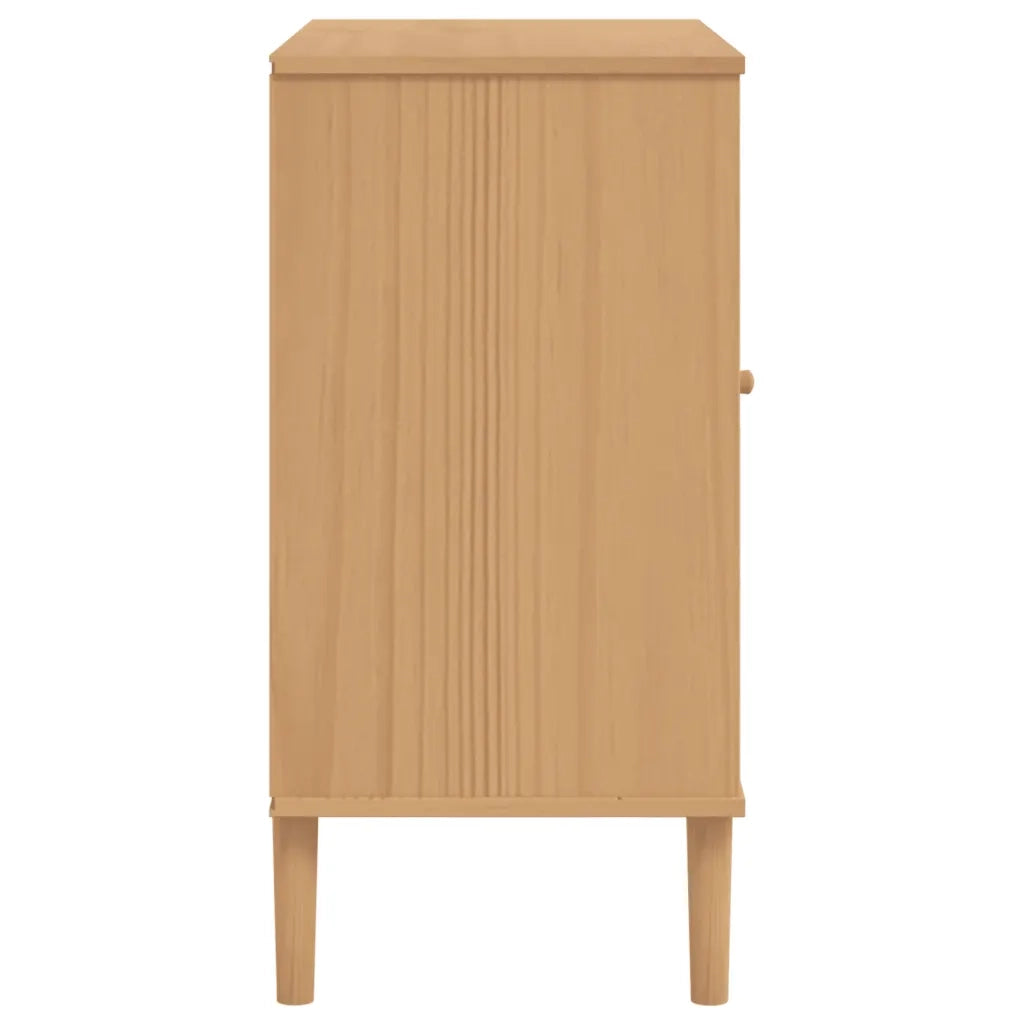 Credenza SENJA Aspetto Rattan Marrone 80x40x80 cm Massello Pino