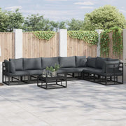 vidaXL Set Divano da Giardino con cuscino 7 pcs Nero Alluminio