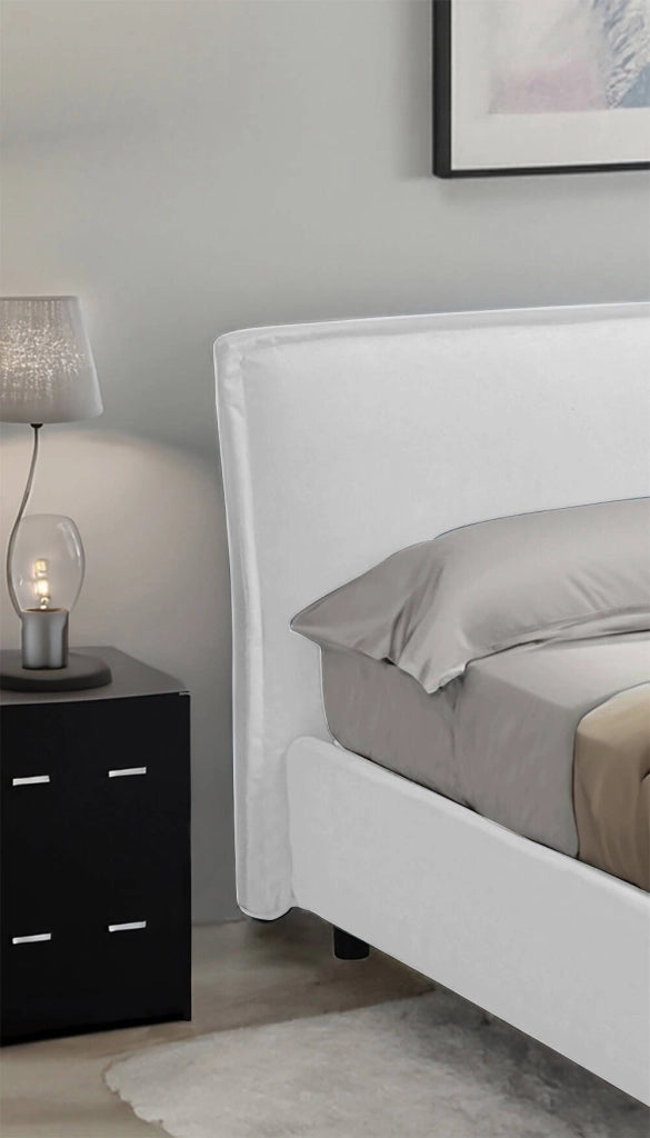 Brusson, Letto Singolo Sfoderabile Made in Italy, Bianco