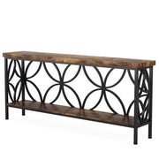 CONSOLLE in stile industriale 160 x 29,5 x 80 cm nero e marrone