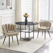 Set tavolo e 2 sedie con doppio ripiano; in MDF e metallo; nero e marrone chiaro