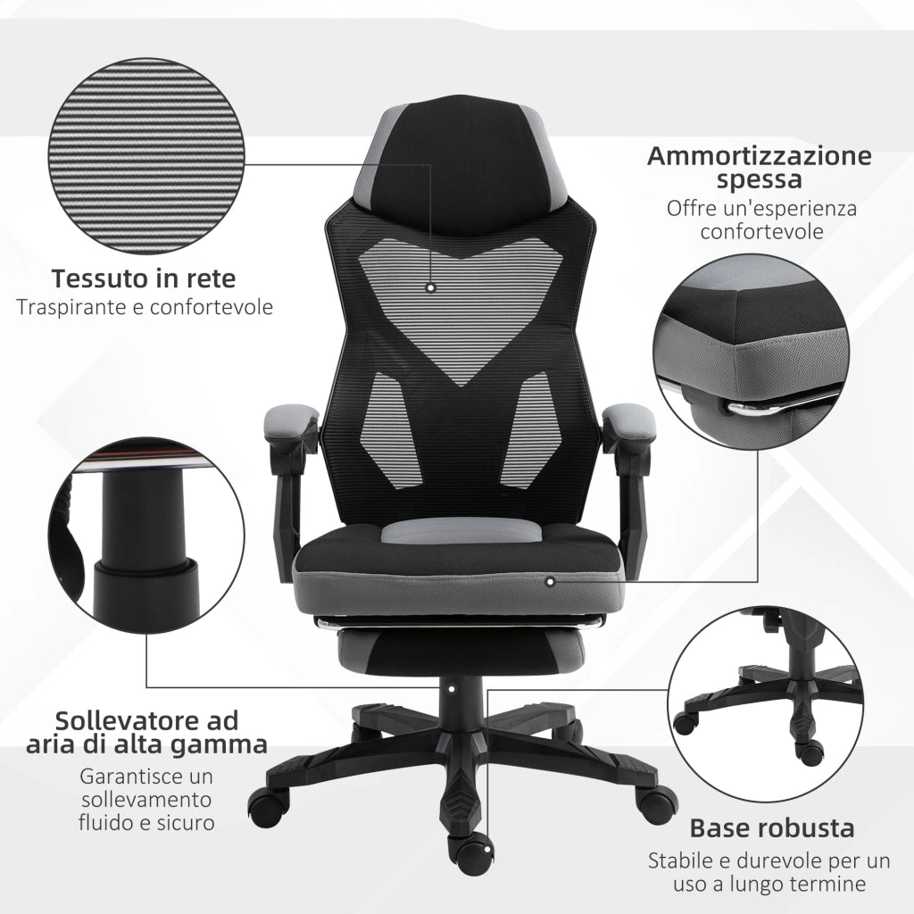 Sedia da Ufficio Ergonomica con Schienale Reclinabile ¨C Zephmum ¨C Grigio
