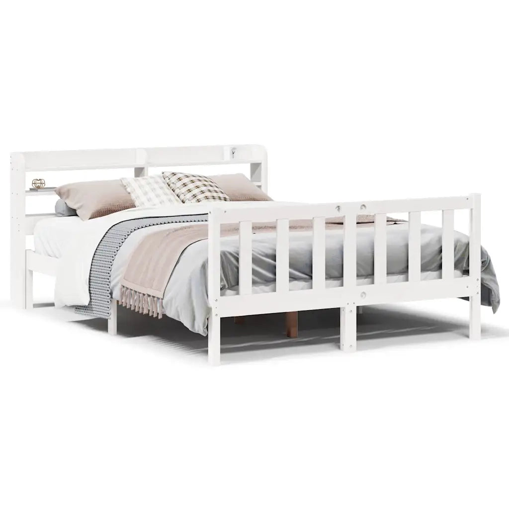 Letto senza Materasso-Struttura Letto Bianco 140x190 cm Legno Massello di Pino 129695