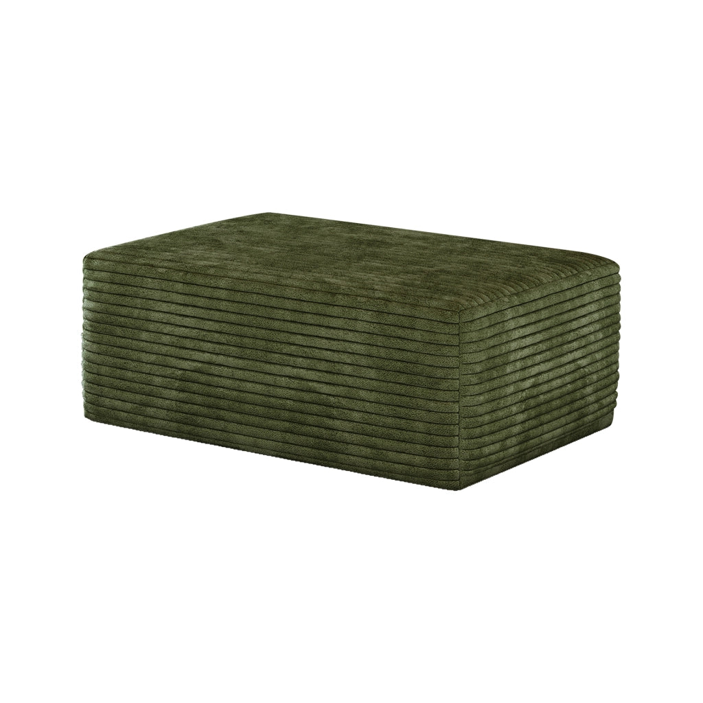 Chaise longue in tessuto con seduta modulare e senza montaggio, tessuto verde