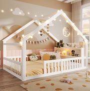 Letto per bambini a casetta 140x190 cm bianco con sponde