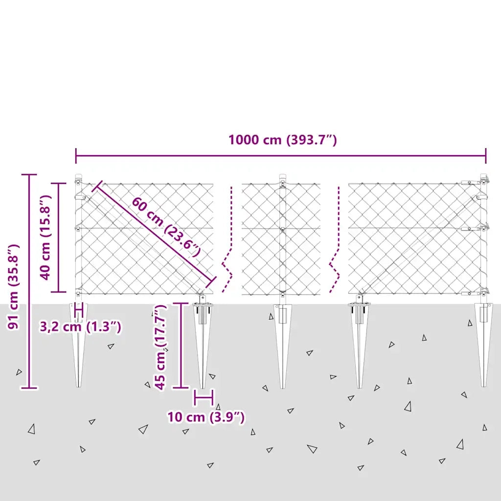 Palo della recinzione Argento 10 x 0,4 m (maglia 60 x 60 mm) 3351210