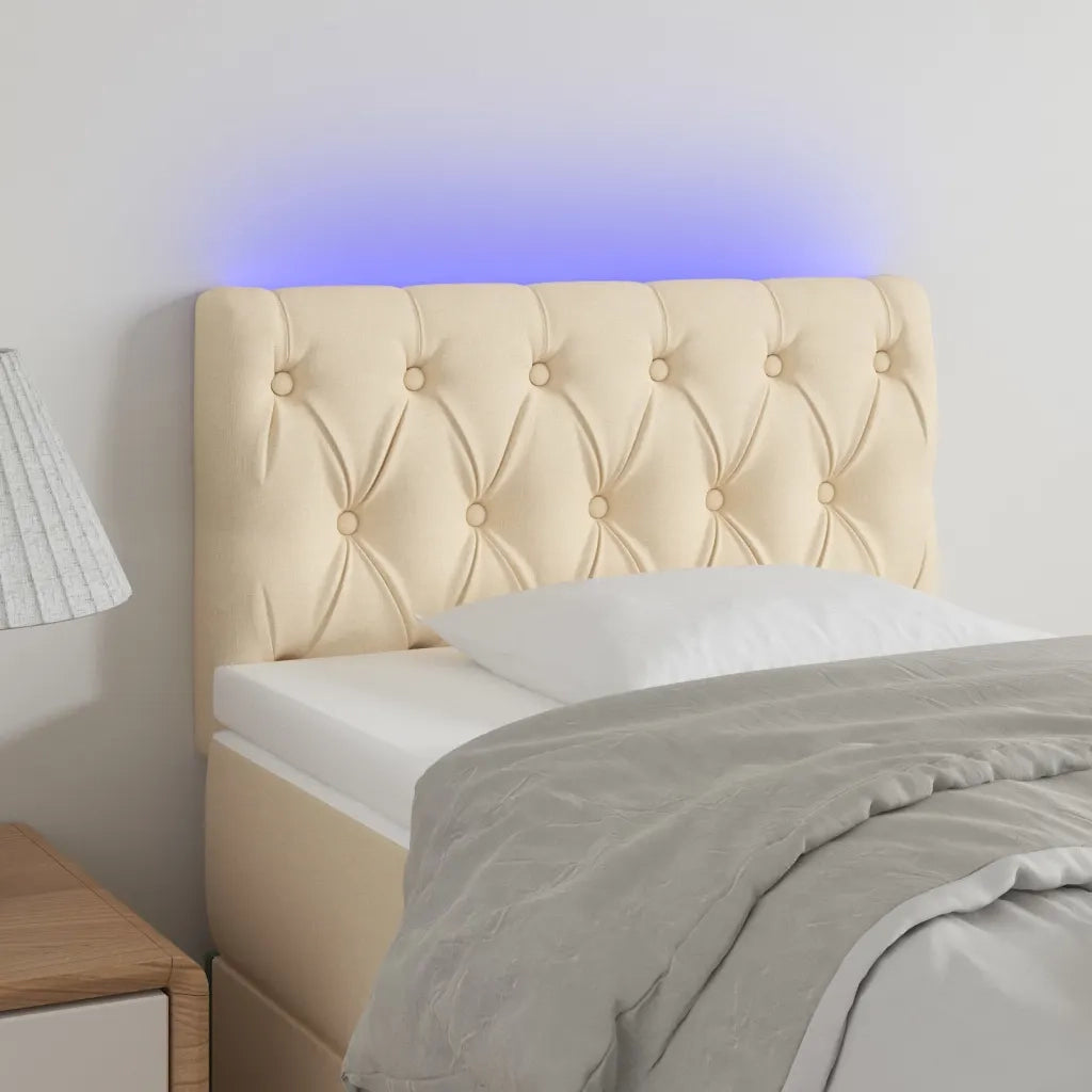 Testiera | Testata a LED Crema 80x7x78/88 cm in Tessuto