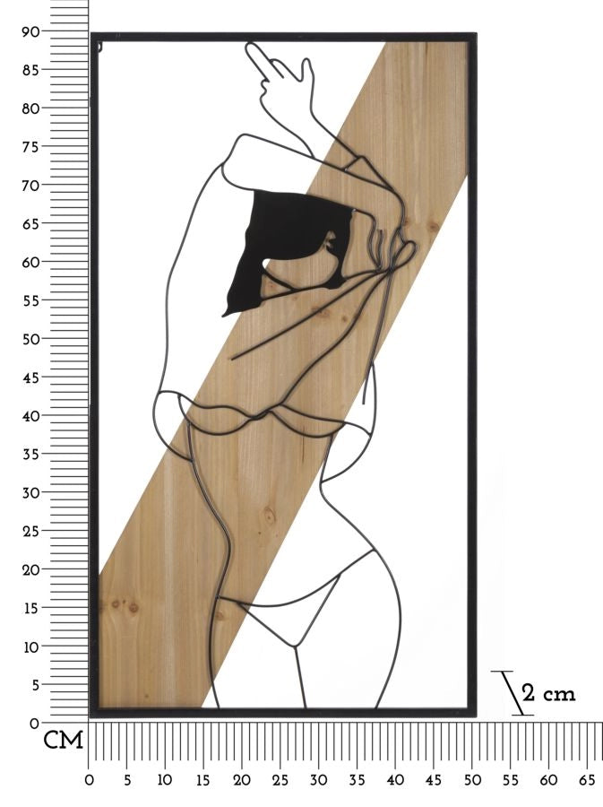 Pannello da Muro Strip Ferro e Wood 50x2x90 cm in Ferro e MDF Nero e Marrone