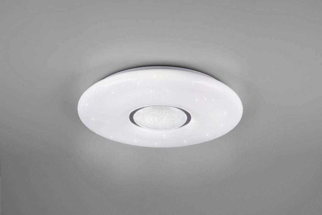 LIA PLAFONIERA LED 20W 2400lm, 3000 - 6000KCON TECNOLOGIA MULTIFUNZIONE " WIZ " DIFFUSORE EFFETTO CIELO STELLATO E CENTRALE EFFETTO CRISTALLO D. 41CM