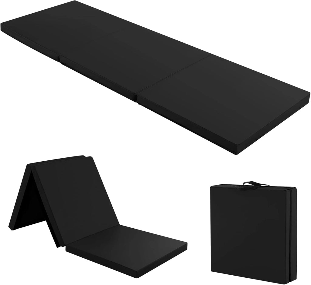 Tappetino da Yoga Spesso, Tappetino Fitness Pieghevole e Portatile con Imbottitura in EPE, Cerniera e Maniglie, Materassino Allenamento da Casa e Palestra, 180 X 60 X 5 cm