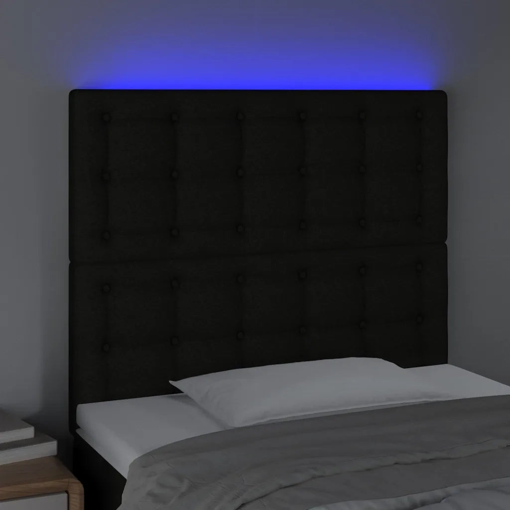 Testiera | Testata a LED Nera 100x5x118/128 cm in Tessuto