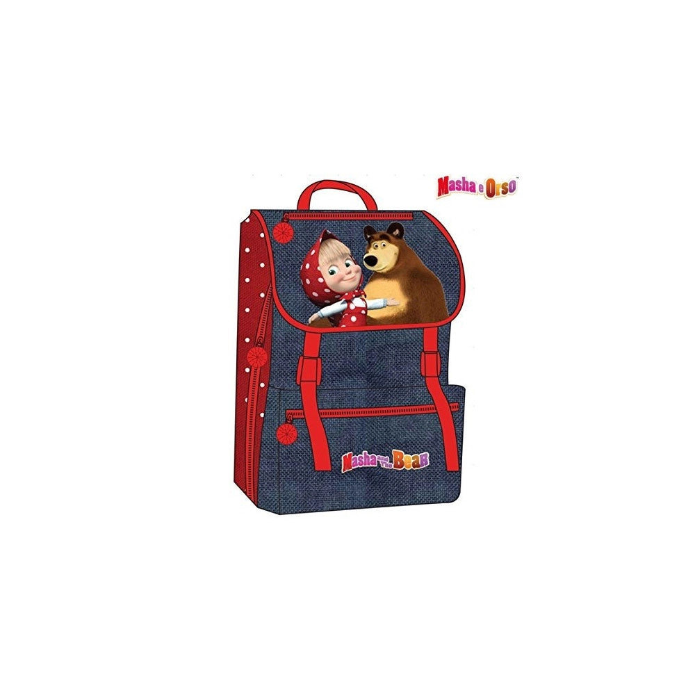 Trade Shop - Zaino Estensibile Scuola Elementare E Media Zainetto 38x28x13 Cm Masha E Orso -
