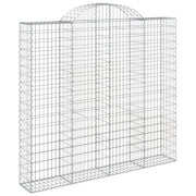 Cesto gabbione recinzione a gabbia muro di contenimento ad arco 200 x 50 x 180/200 cm ferro zincato argento 02_0040032