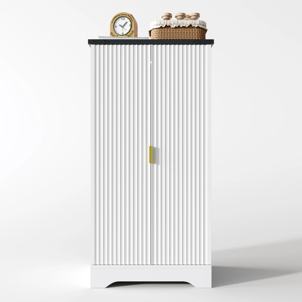 Mobile Dispensa 60;5x40x120 cm Bianco con LED Sensore; 2 Ante; Ripiani Regolabili e Portaspezie