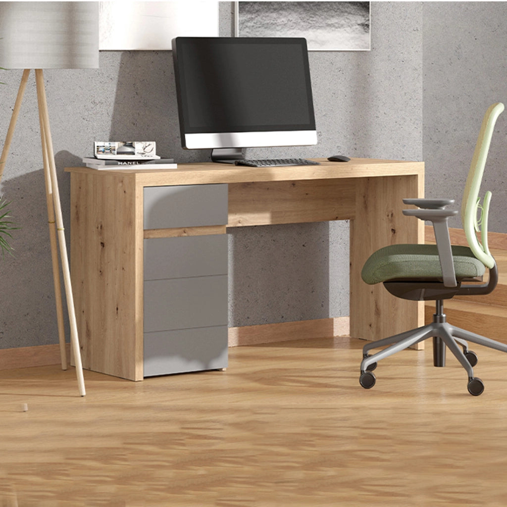 Bovec, Scrivania un Cassetto, 140x52x77h cm Marrone Rovere Nodi