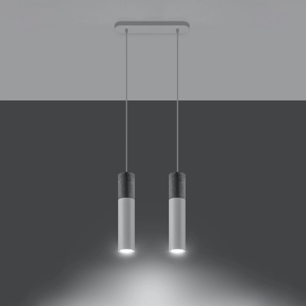 Persian Indigo Borigio Modern Concrete Steel Tube Pendant Light 2xGU10