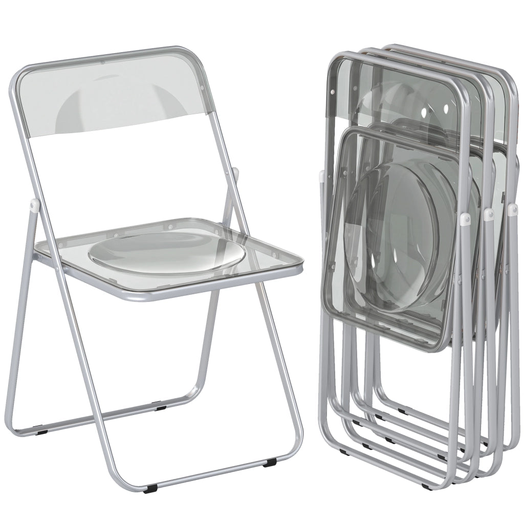 Set 4 Sedie Pieghevoli in Acrilico ¨C Zephmum ¨C Grigio Trasparenti