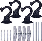 4 set di chiodi per soffitto - chiodi per pavimento - chiodi per tenda - chiodi per piante - pesanti - neri - Installazione con viti, bulloni e viti a coda di rondine.
