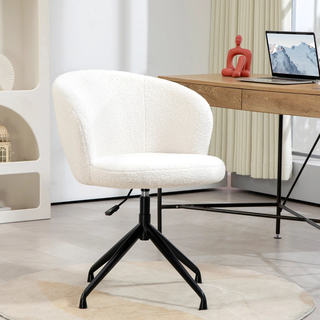Sedia da Ufficio Ergonomica ¨C Xylo ¨C Tessuto Bouclette Bianco, Seduta Girevole Regolabile 120kg