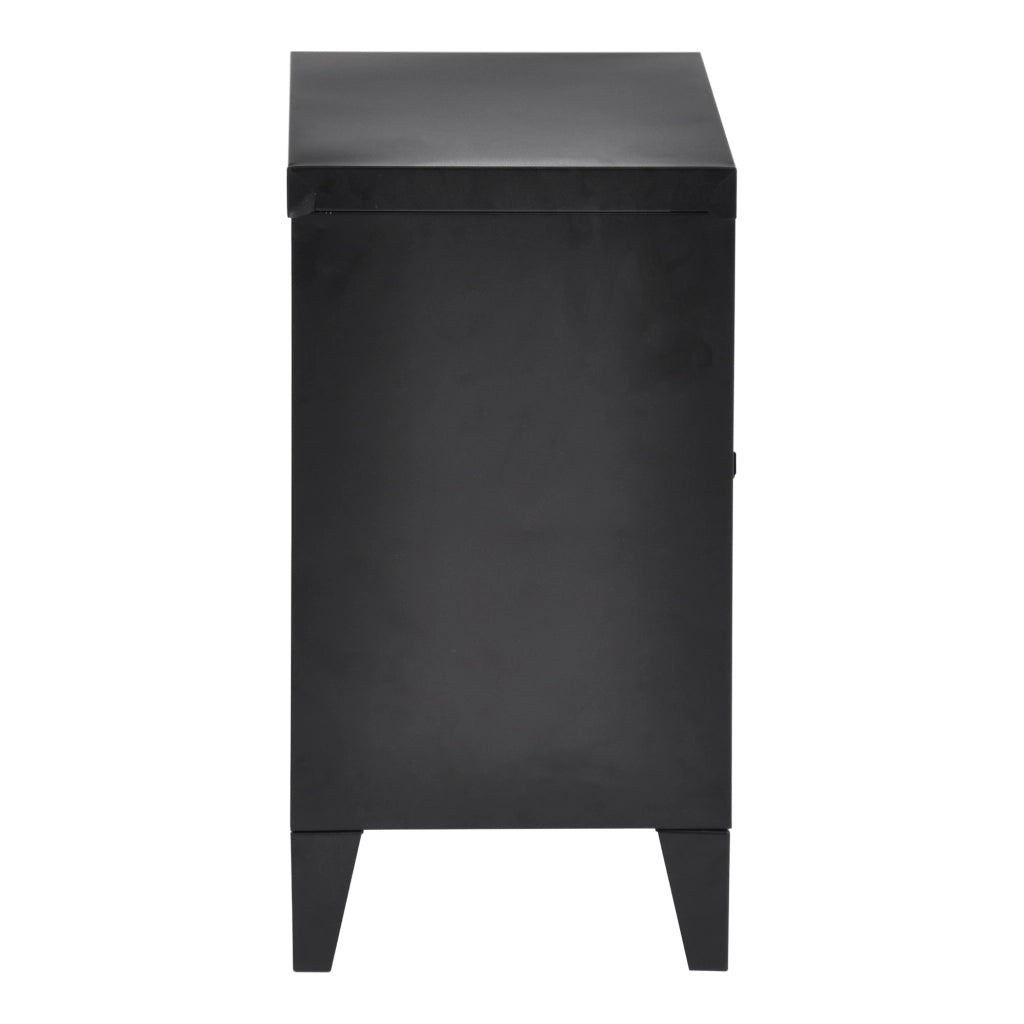 Set di 2 Comodini Inari in Acciaio con Anta - Nero [en.casa]