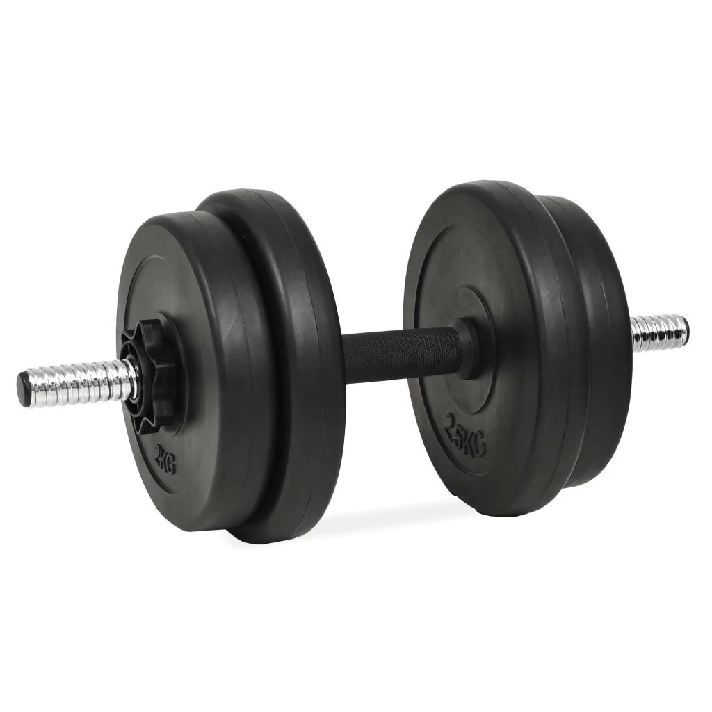 Set di manubri da 14 pezzi da 20 kg con barre e dischi zavorrati per esercizi di fitness bodybuilding e bicipiti (02_0000737)