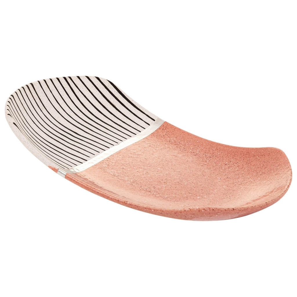 Centrotavola in ceramica rosa 32x23x4,5h