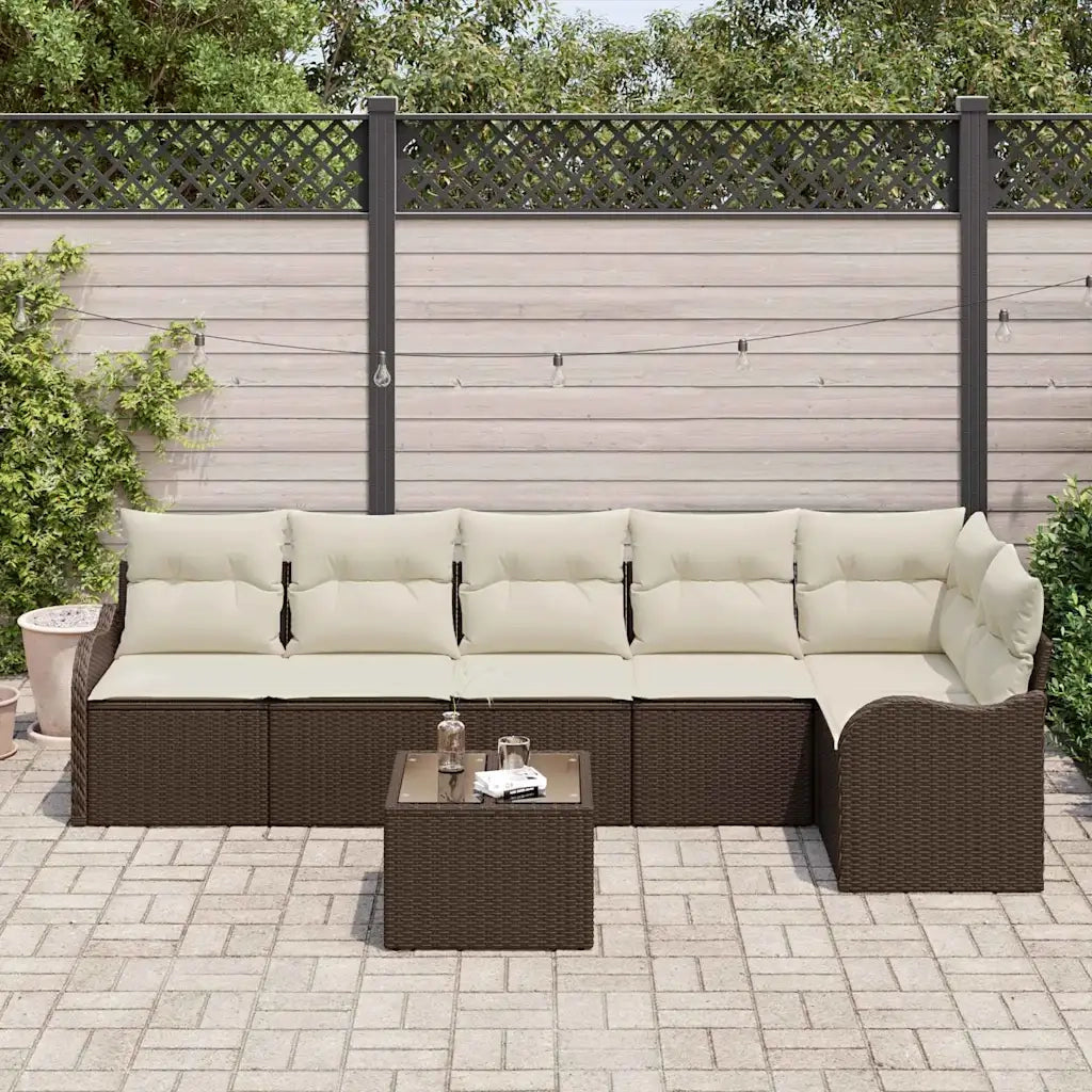 Set Divano da Giardino Marrone polyrattan