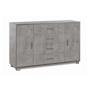 Madia due ante quattro cassetti Beton Cemento 136x41x h86 cm