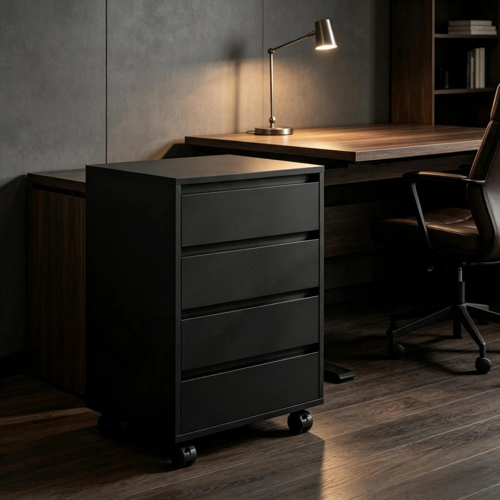 CASSETTIERA DA UFFICIO CON 4 CASSETTI 46x40x65 cm Nera