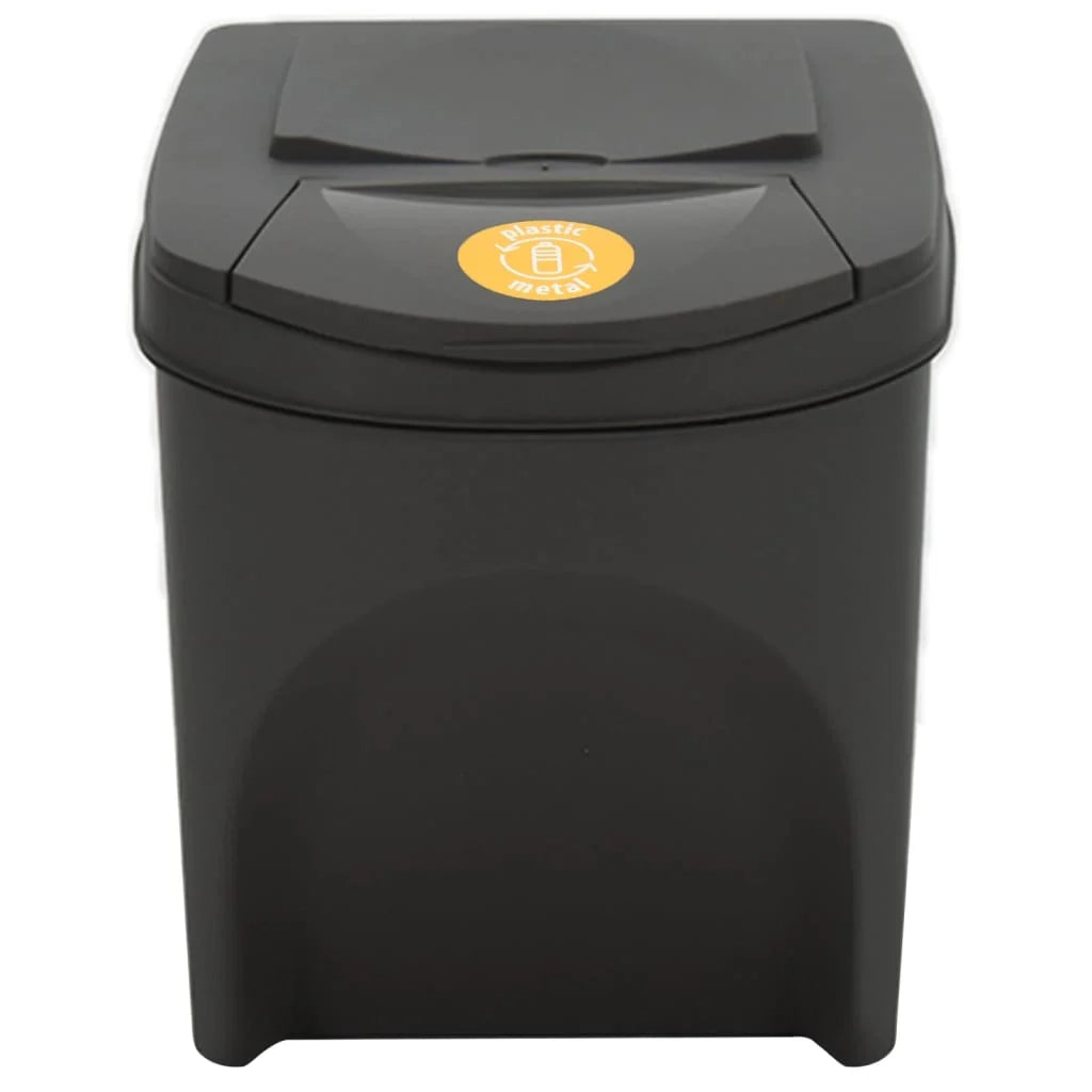 Set di 4 contenitori impilabili per rifiuti da 100 L in polipropilene grigio 02_0043895