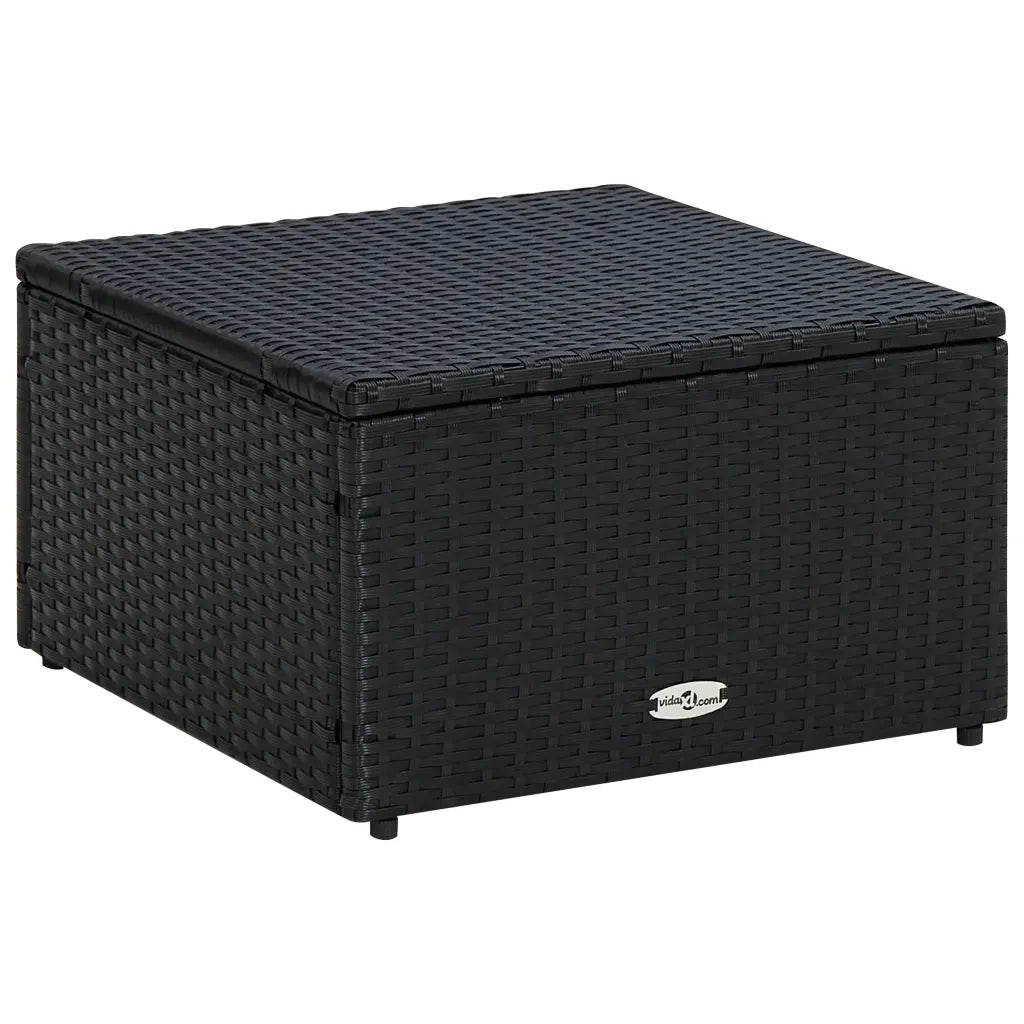 Poggiapiedi Ottomana in Polyrattan 53x53x30 cm Nero 42671