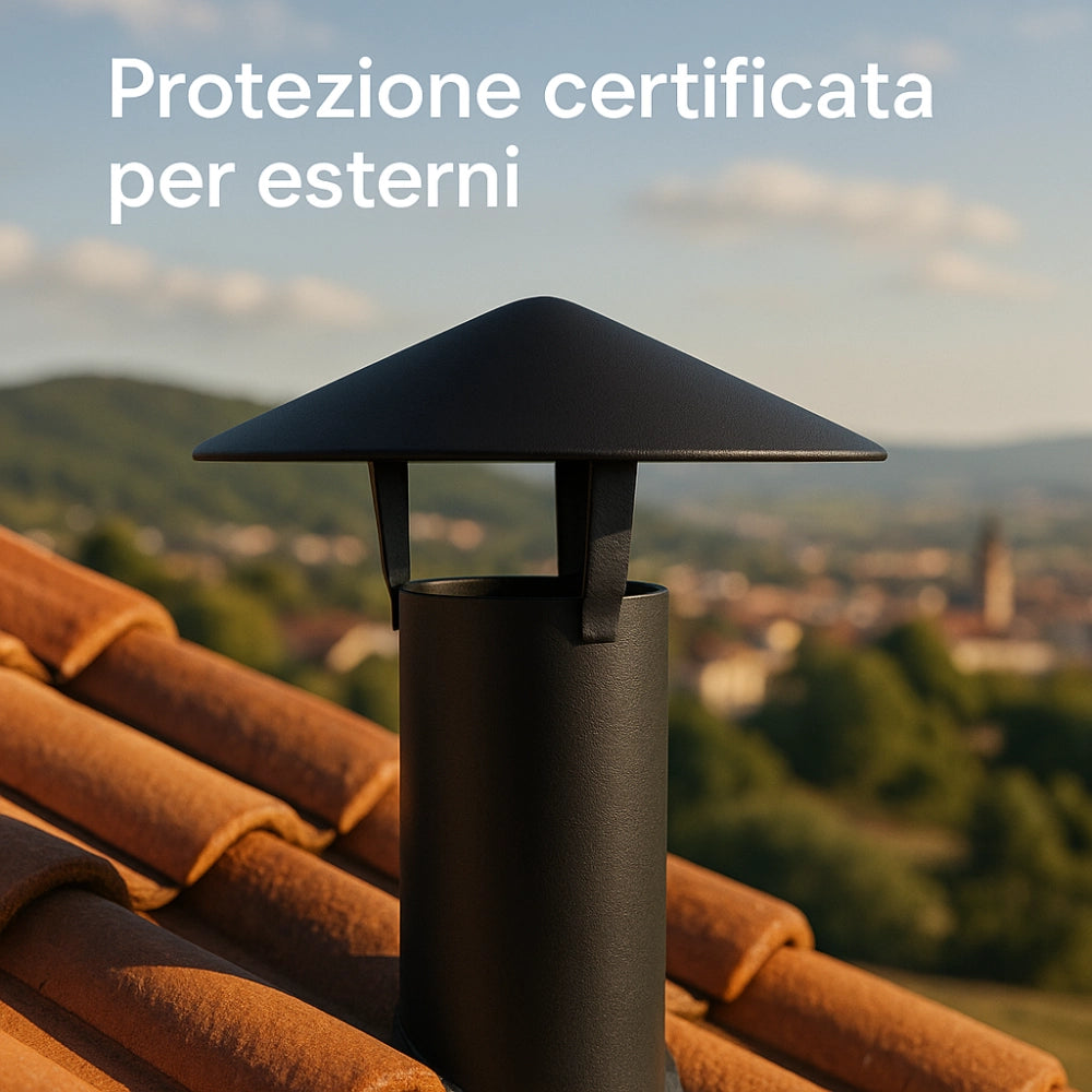Cappello cinese canale fumo Ø 80 mm stufa pellet acciaio zincato antipioggia