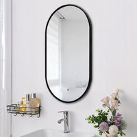 Grande specchio ovale da bagno, soggiorno, camera da letto, nero, industriale, 100x50 cm