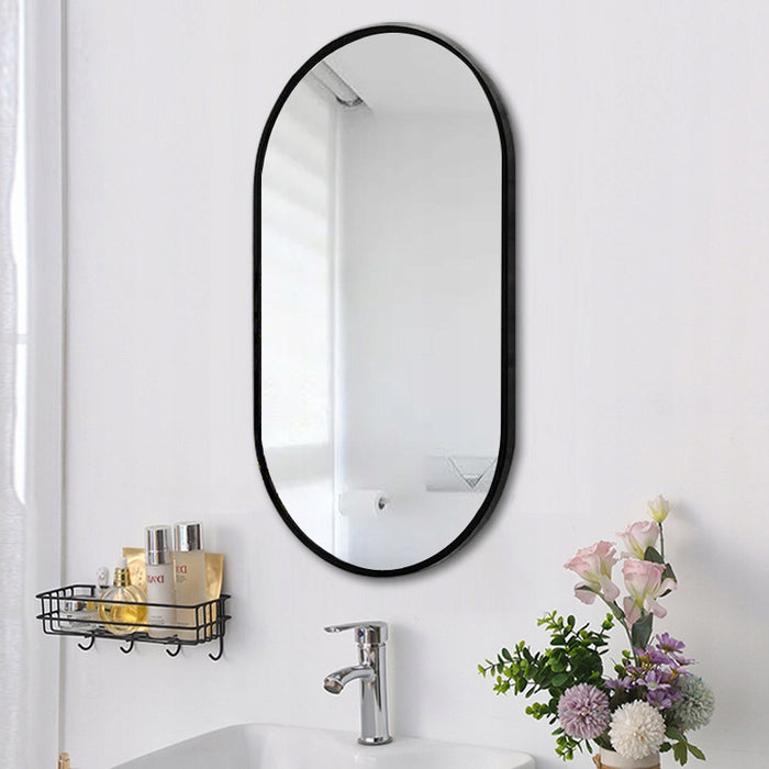 Grande specchio ovale da bagno, soggiorno, camera da letto, nero, industriale, 100x50 cm