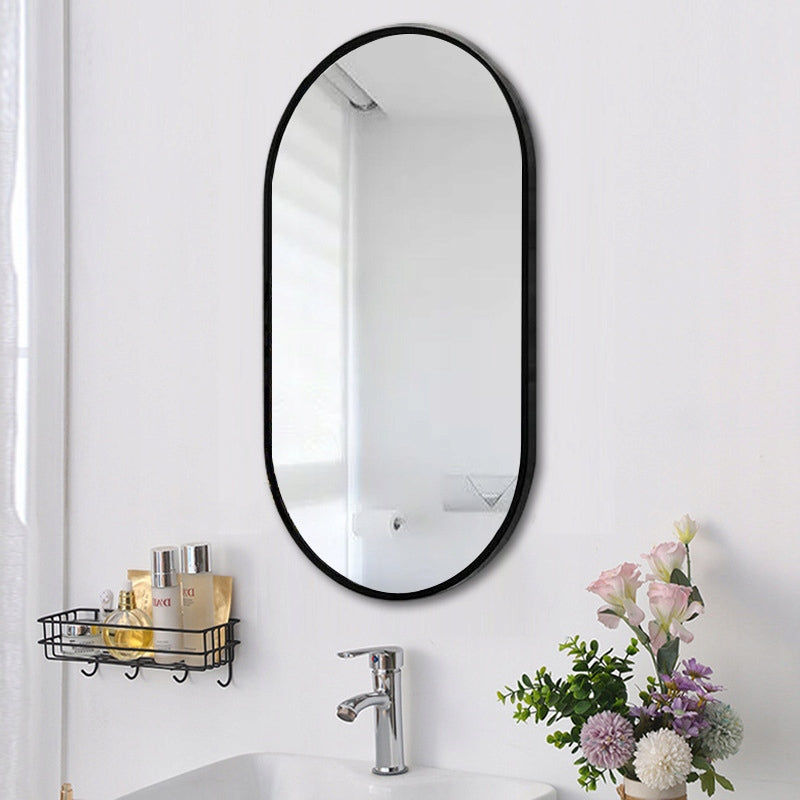 Grande specchio ovale da bagno, soggiorno, camera da letto, nero, industriale, 100x50 cm