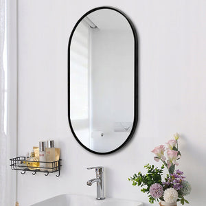 Grande specchio ovale industriale da bagno, camera da letto, soggiorno, nero, 100x50 cm