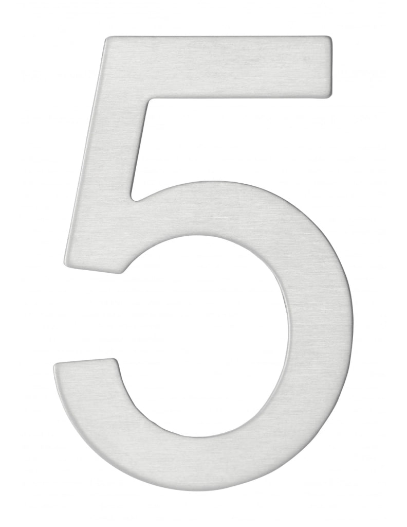 Numero 5 adesivo in acciaio inox, altezza 76 mm – THIRARD
