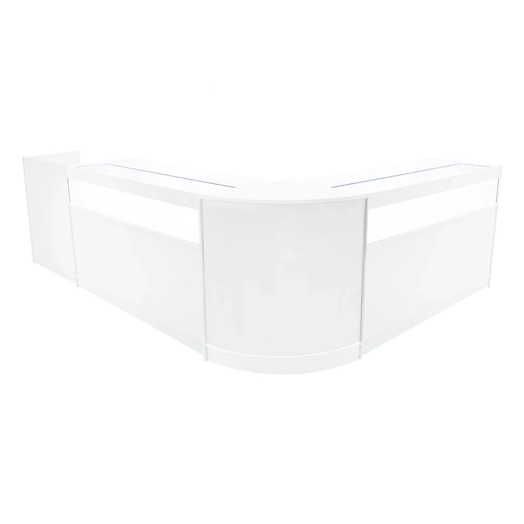 Set Banconi Negozio Bianco Luna LED B1500 CM60 TB60 con Serrature e Vetrina