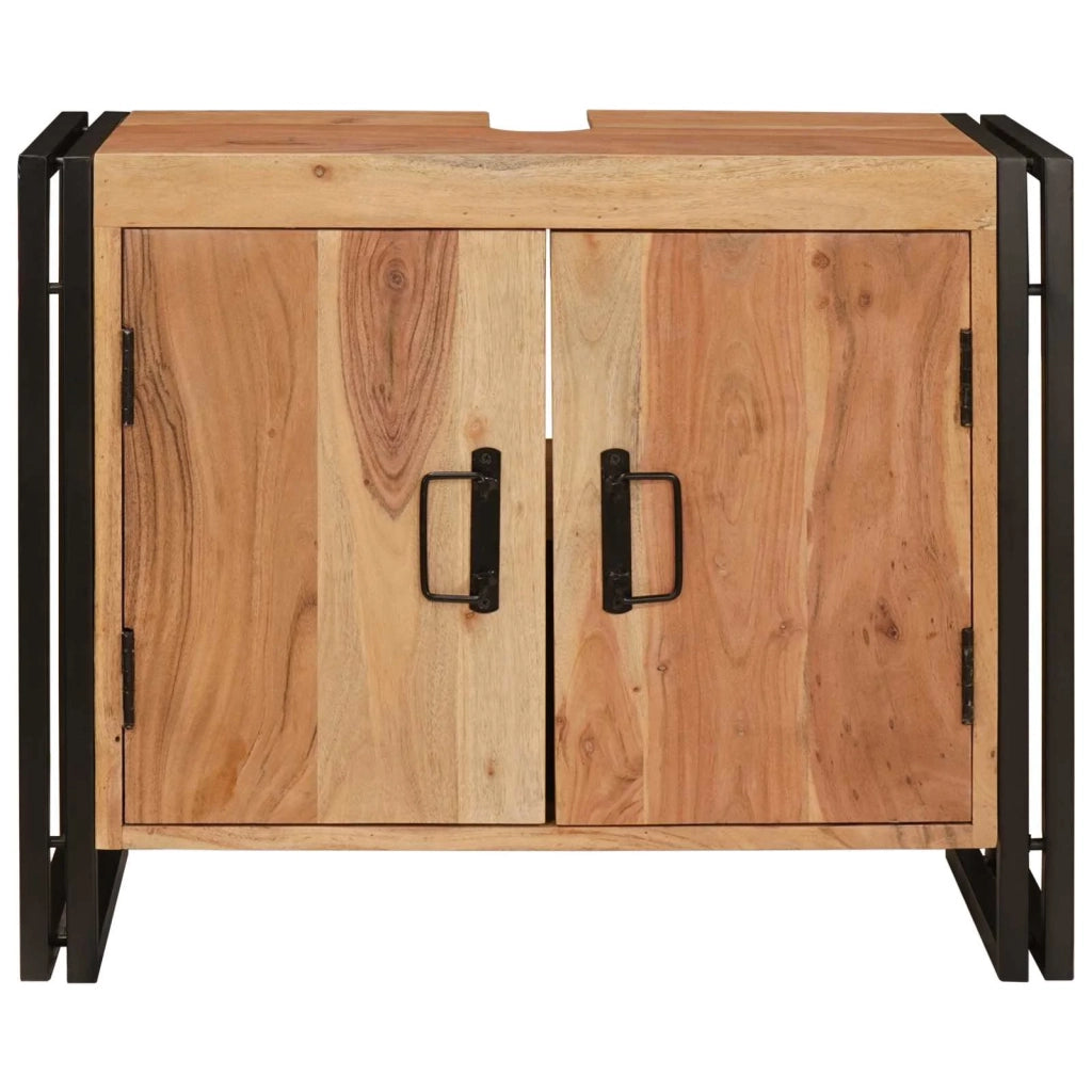 Armadio sottolavello con porta Marrone Legno di Acacia Massello 4102767
