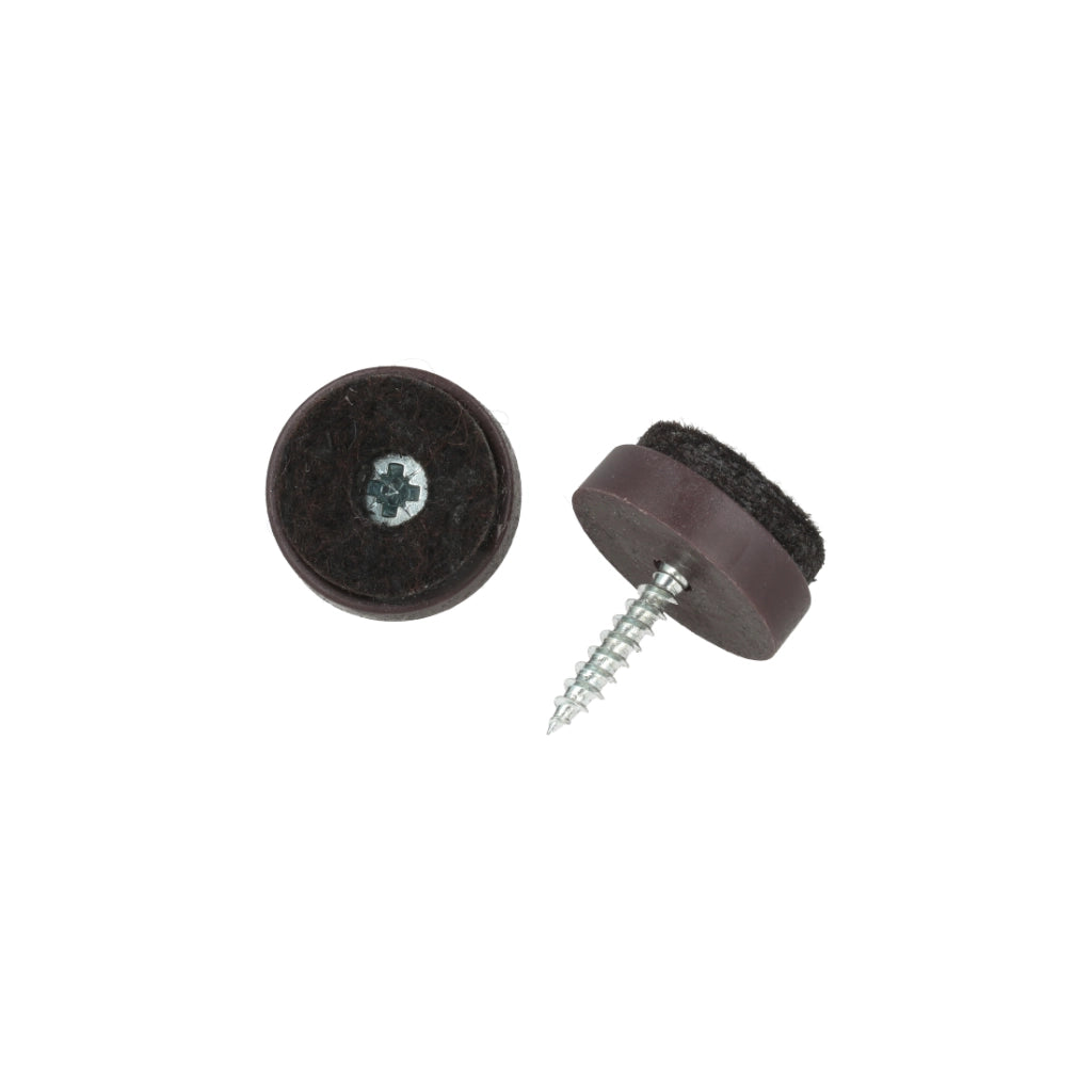 Scivoli in feltro tondi con vite Ã˜ 20 mm. - marrone - 8 pz.