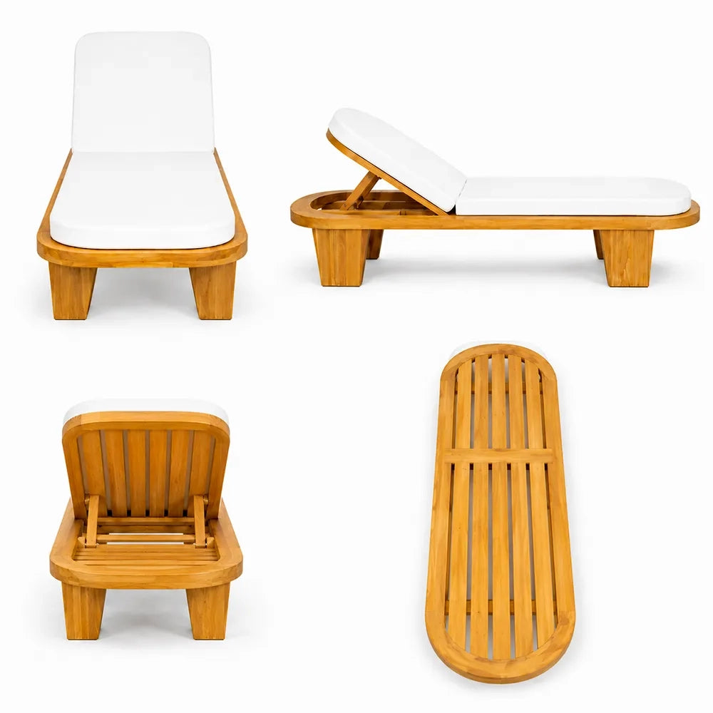 Lettino Ovale con Cuscino in Legno Teak - Sumba