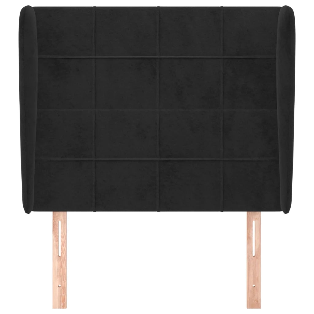 Testiera | Testata ad Orecchio Nera 93x23x118/128 cm in Velluto