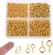 Accessori per gioielli artigianali in acciaio inossidabile 6 mm, 600 pezzi, viti a testa a croce e ganci.
