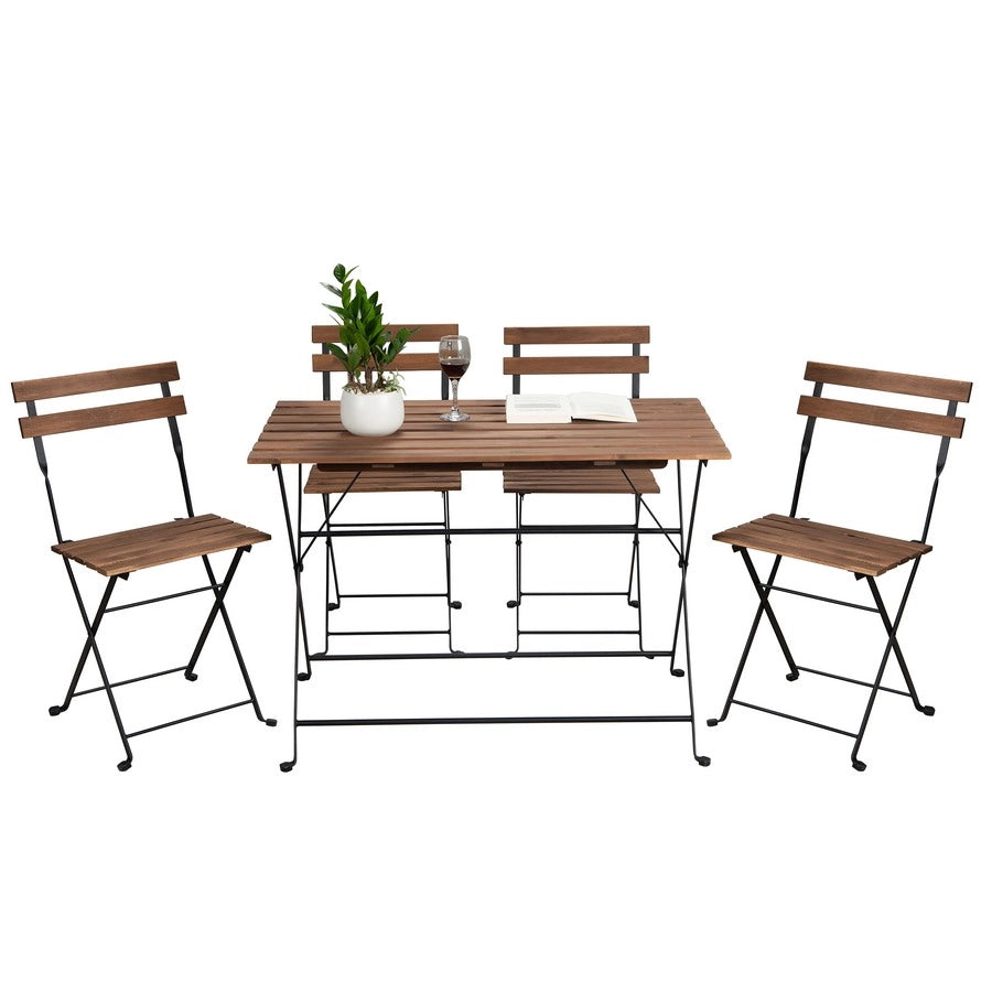 Set Tavolino e 2 Sedie Pieghevoli da Giardino Bistrot Nero
