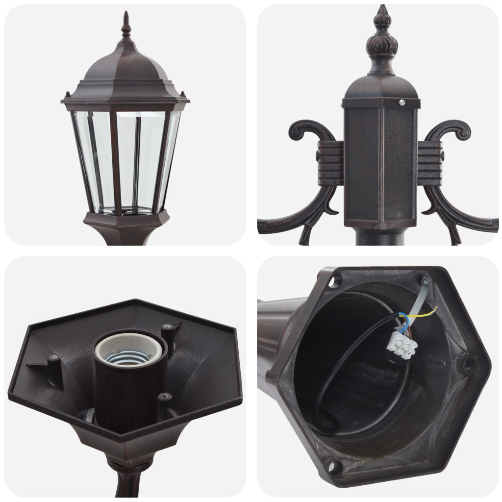 Palo di Luce da Giardino 2-Lampada E27 Bronzo 235 cm Alluminio