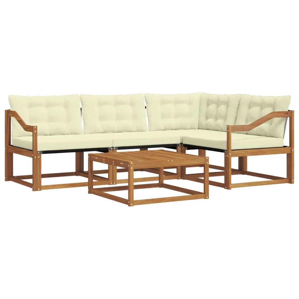 Set di divani da esterno con cuscino 5 pcs Naturale e Crema