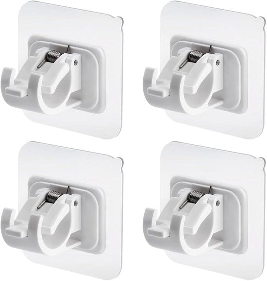 Fascia di sostegno per tende in ABS di alta qualità, senza perforazione - 4 pezzi - Massimo 25kg - Adatto per pareti liscie - Modello per cerniera di tenda