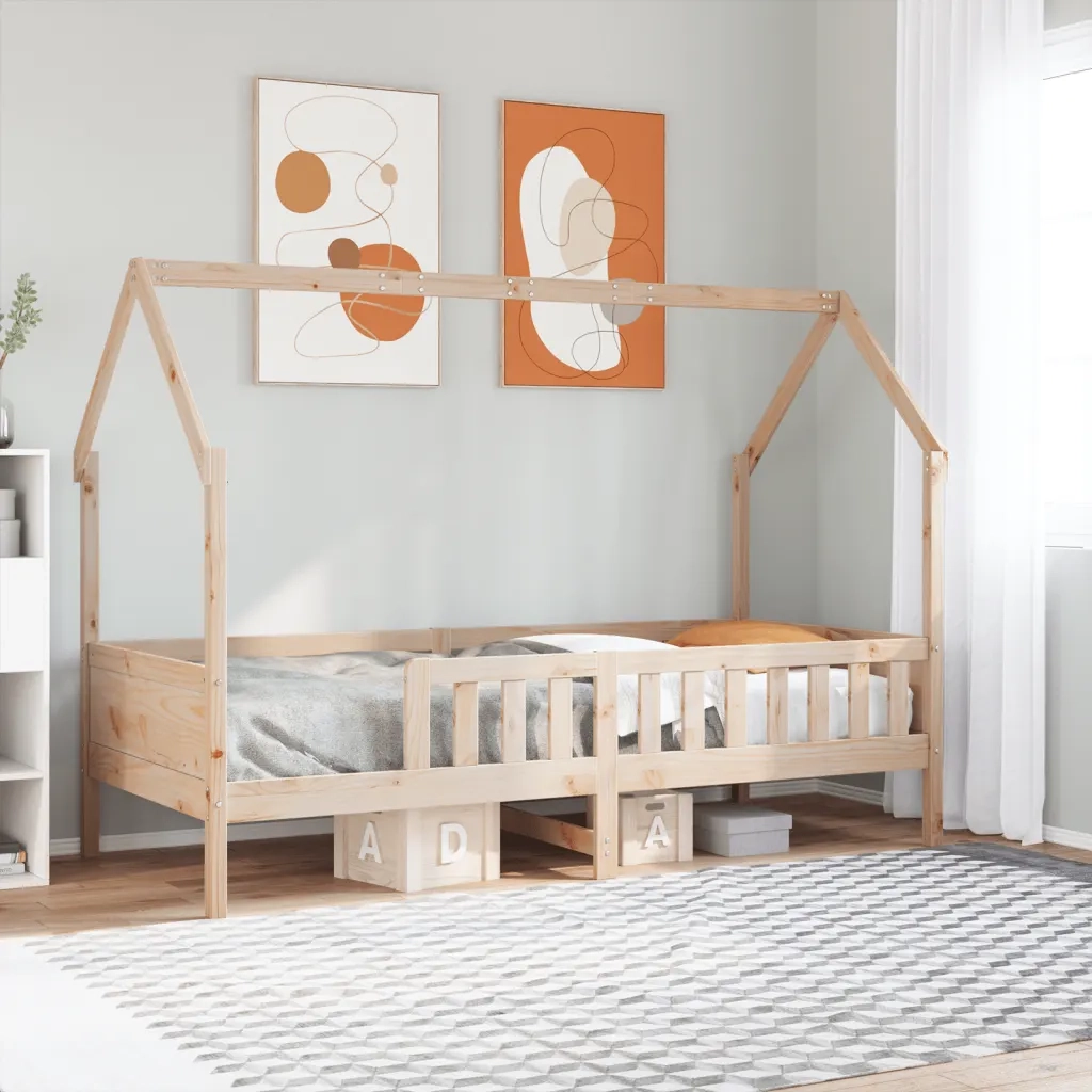 Giroletto Casetta per Bambini-Struttura Letto Bambini 80x200 cm Legno Massello di Pino 200711
